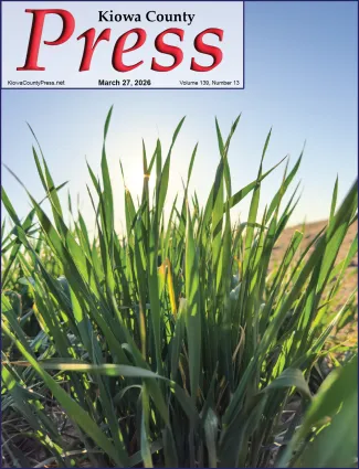 Photo of the week from the March 27, 2026, edition of the Kiowa County Press in Eads, Colorado - While moisture has been sparse, another wheat-growing season is underway in eastern Colorado - Chris Sorensen.