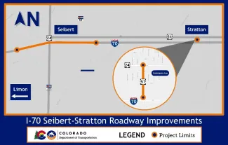 Map of construction area on Interstate 70