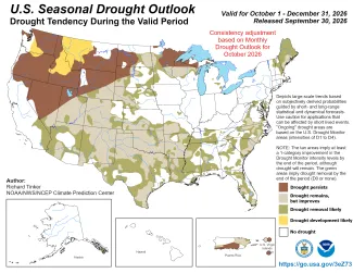 2026-10-02 MAP CPC seasonal drought outlook October-December 2026 released September 30 - NOAA Climate Prediction Center