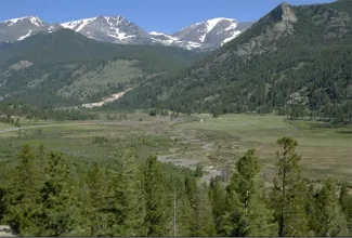 Outdoors - Horseshoe Park, Rocky Mountain National Park - Wikimedia Mountains in the distance at Horseshoe Park in Rocky Mountain National Park