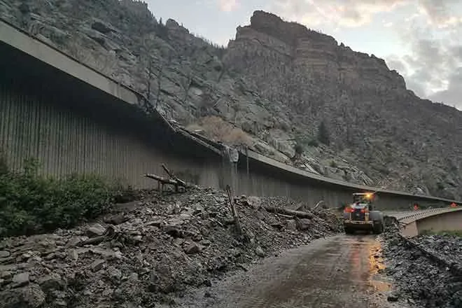 PICT 64J1 Damage to a portion of Interstate 70 through Glenwood Canyon - CDOT