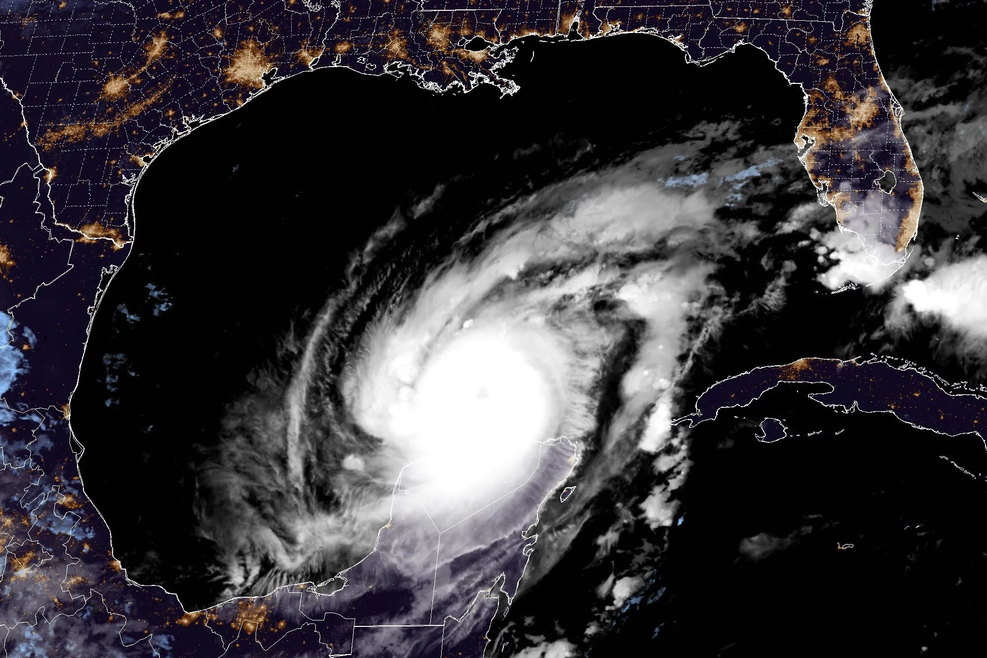 October 10, 2024 satellite view of Hurricane Milton in the Gulf of Mexico.