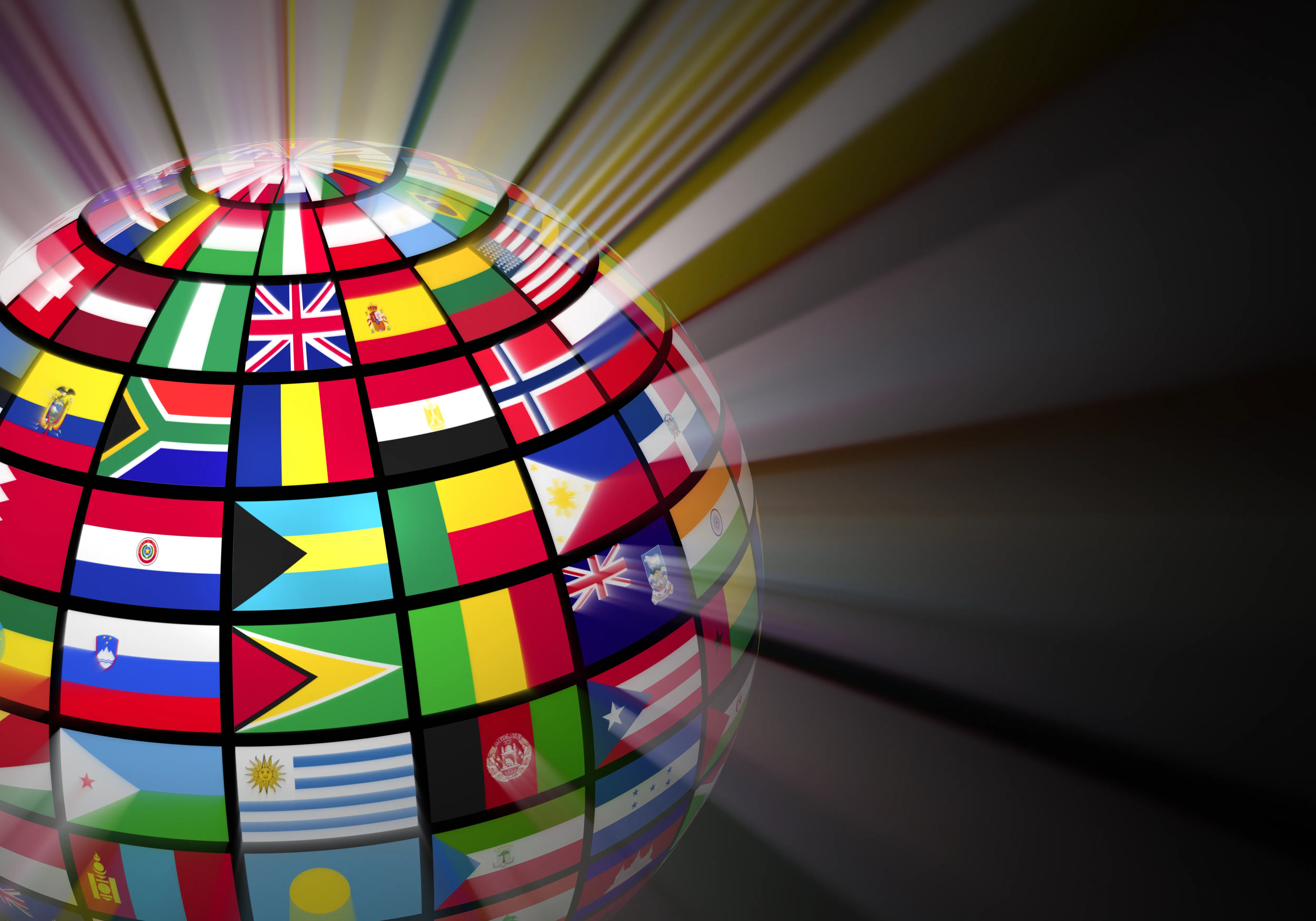 Image of a globe created with flags of countries