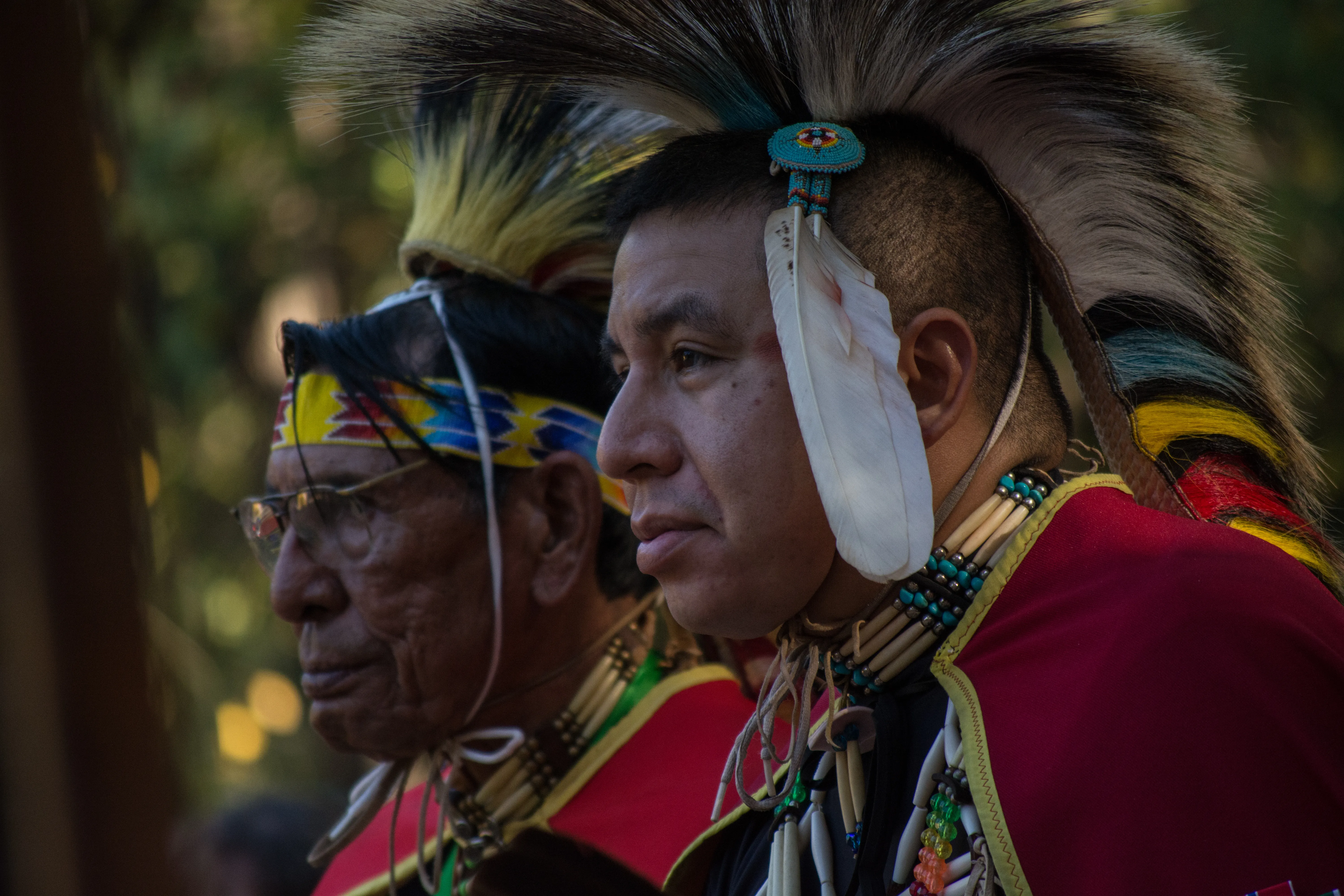 Anadarko, Oklahoma, U.S.A. - October 11, 2015: Kiowa war veterans, seated during the Blackleggings Warrior Society Pow-wow.