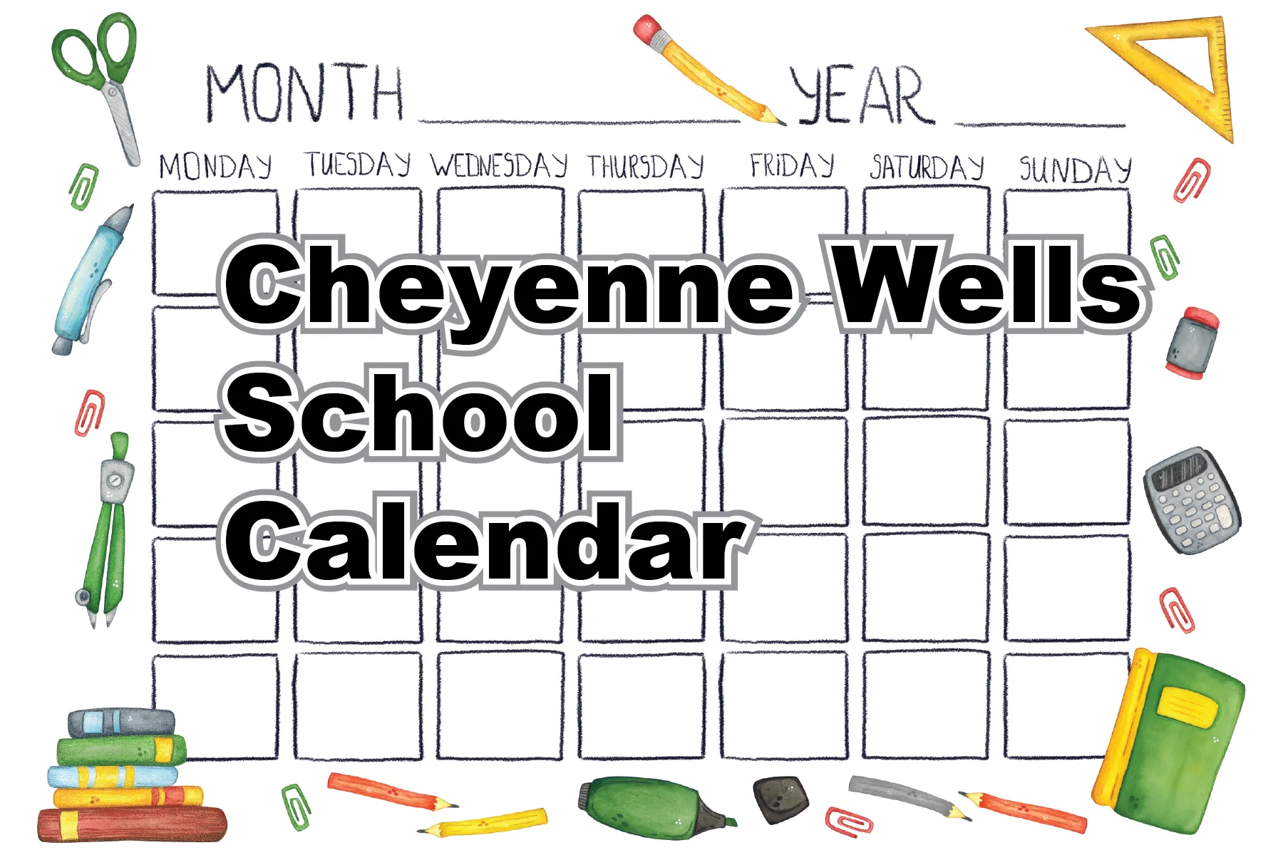 Concept art for the Cheyenne Wells School Calendar