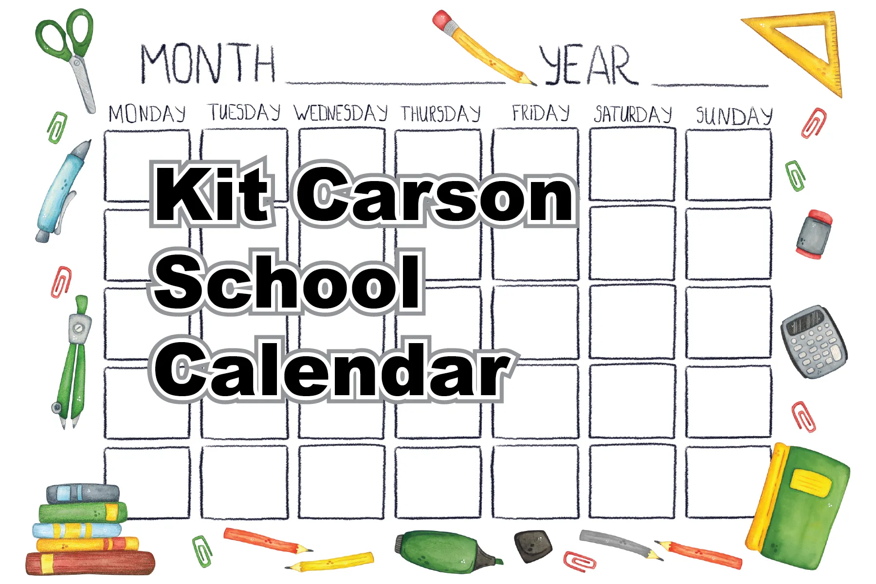 Concept art for the Kit Carson School Calendar
