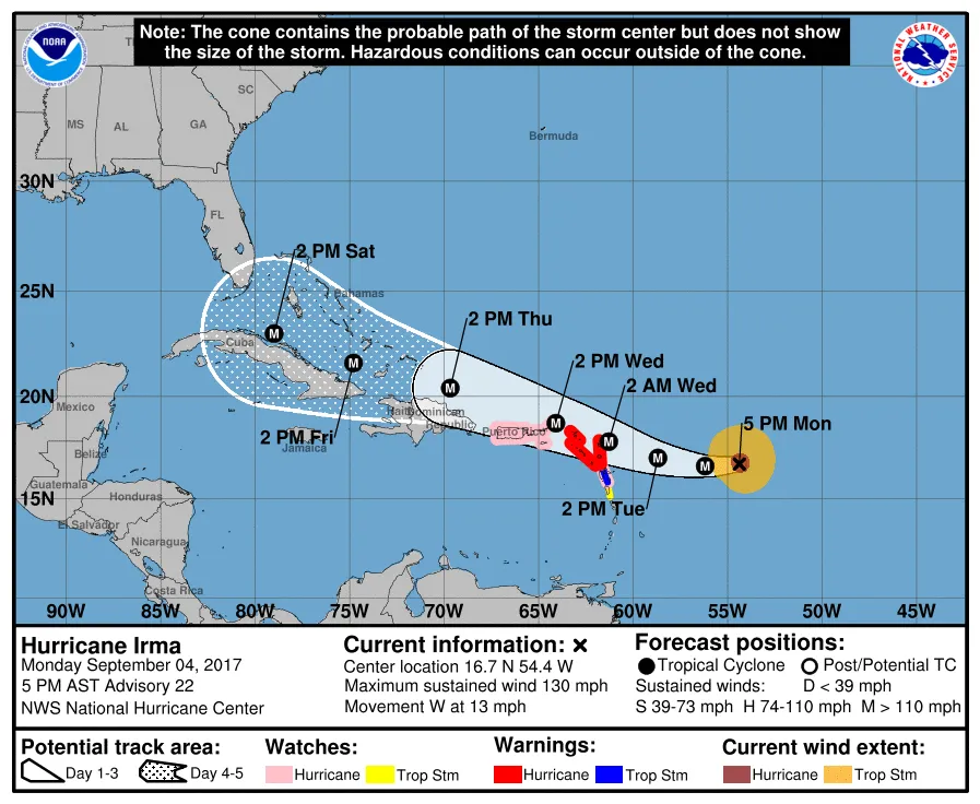 MAP - Hurricane Irma - September 4, 2017