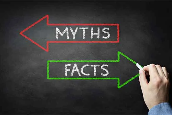 PROMO 64J1 Miscellaneous - Chalkboard Myths Facts Fake News - iStock - BrianAJacson