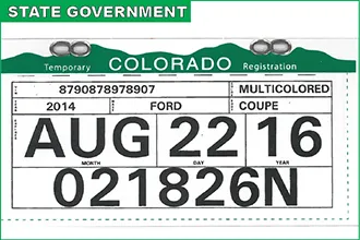 New Colorado temporary registration tags