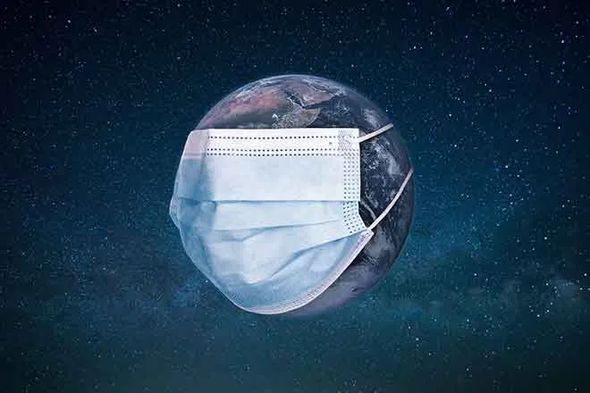 PROMO Health - Surgical Face Mask Planet Earth COVID-19 Coronavirus - iStock - Ales_Utovko