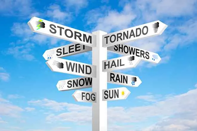 PROMO Weather - Sign Storm Tornado Wind Hail Snow Rain - iStock - Eyematrix