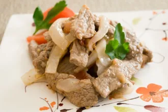 Plate of stir fried beef