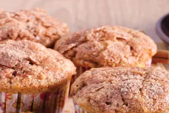 Closeup view of four Whole Wheat Muffins